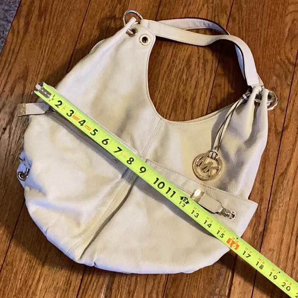 Michael Kors Layton Vanilla Genuine Leather Large Shoulder Tote Hobo Bag